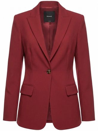 Pinko Tailored Red Blazer With Notched Lapels And Button Details