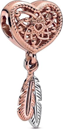 Pandora Womens Openwork Heart Dreamcatcher Charm In Rose Gold