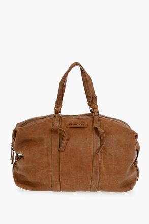 Dsquared2 Borsa da Viaggio in Pelle Martellata con Chiusura a Zip Dsquared2