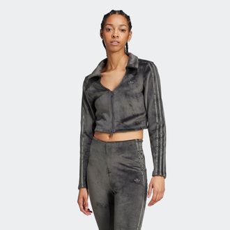 adidas Sweatjacke ADIDAS ORIGINALS RIB CRDIGN, Damen, Gr. XL, grau (carbon), Obermaterial: 94% Polyester, 6% Elasthan, angesetztes B&uuml;ndchen, Sweatjacken Swea