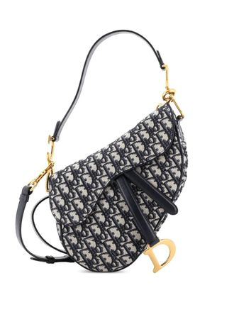 Dior Saddle Handbag with Strap Oblique Canvas Medium shoulder bag - Blue