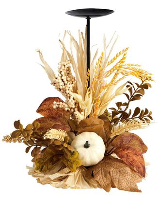 Nearly Natural 12in Autumn Harvest And Pumpkin Fall Candle Holder