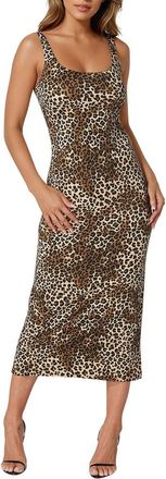 Bebe Printed Square Neck Maxi Dress