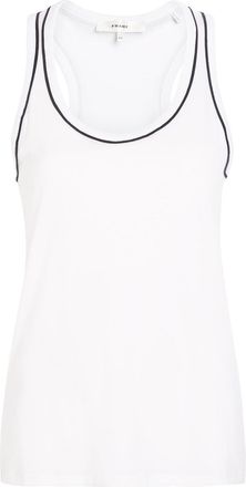 Frame Denim The Ringer Pipe-trim Cotton Tank top - White - S (UK8-10 / S)