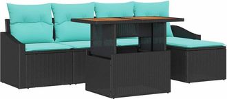 vidaXL Conjunto De Sof&aacute;s De Jard&iacute;n 6 Uds. Negro Y Verde Azulado Vidaxl