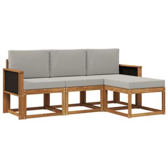 vidaXL Conjunto De Sof&aacute;s De Exterior 4 Pcs Natural Y Gris Claro Vidaxl
