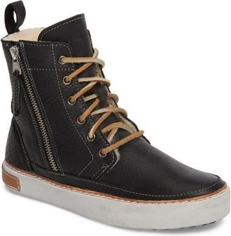 Blackstone CW96 Genuine Shearling Lined Sneaker Boot in Black Leather at Nordstrom, Size 7Us