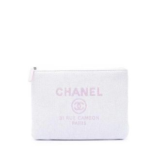 Chanel Pre-owned Raffia Clutch - Dames - Pre-owned - Wit - Maat: ONE Size