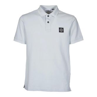Stone Island Polo Shirts, male, Blue, Size: XL Cotton Polo with Logo Compass