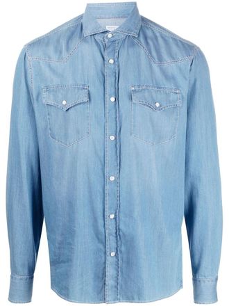 Brunello Cucinelli long-sleeved denim shirt - Blue
