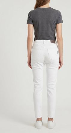 Brunello Cucinelli Straight Leg Cotton Blend Trousers - White
