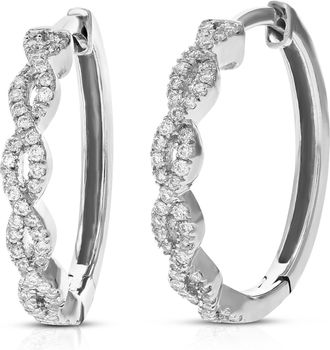 Vir Jewels 1/8 cttw Lab Grown Diamond Hoops Earrings in Sterling Silver With Hidden Post For Women