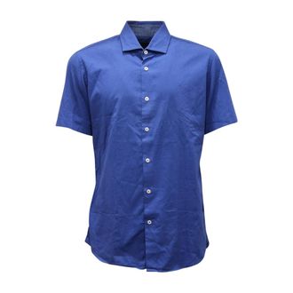 Liu Jo Slim Fit Shirt - Heren - Korte mouwen Overhemden - Blauw - XL - Overhemden