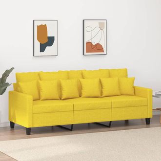 vidaXL Sof&aacute; De 3 Plazas De Tela Amarillo Claro 180 Cm Vidaxl