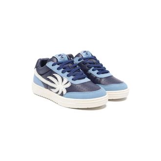 Palm Angels Sneakers, female, Blue, Size: 8 US Navy Blue Lace-Up Flat Sole Shoes