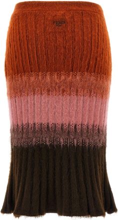 Fendi Wool and Mohair Ombr&eacute; Skirt - Rust