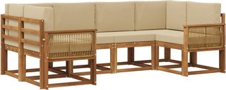 vidaXL Conjunto De Sof&aacute;s De Exterior 6 Uds. Natural Y Beige Vidaxl
