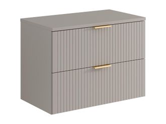 Vente-Unique Mueble suspendido estriado para lavabo - Beige - L80 cm - ZEVARA