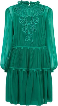 Alberta Ferretti Kleedjes, Dames, Groen, L, Korte jurk met kant