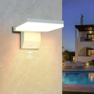 OEM Aplique De Pared Exterior Con Detector De Movimiento, Resistente Al Agua (ip66), Dise&ntilde;o Moderno, Apto Para Porches Y Garajes, Color Blanco