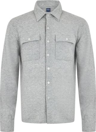 Fedeli Look Knit Shirt - Heren - Casual Overhemden - Grijs - L - Linnen - Overhemden