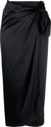 Erika Cavallini Semi Couture draped satin wrap skirt - women - Acetate/Viscose - 44 - Black
