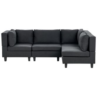 Beliani Sof&aacute; Modular Moderno 4 Plazas Tapizado Tela Patas Negras Respaldo Acolchado Izquierdo Negro Unstad