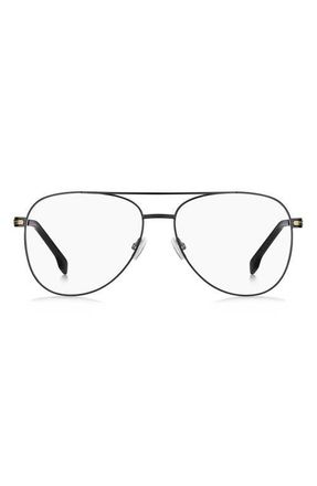 HUGO BOSS 57mm Pilot Optical Glasses in Matte Black at Nordstrom