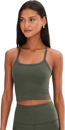 Beyond Yoga Spacedye Slim Racerback Cropped Tank Top Womens Clothing Dusty Forest Heather : 2XS, Elastane/Polyester