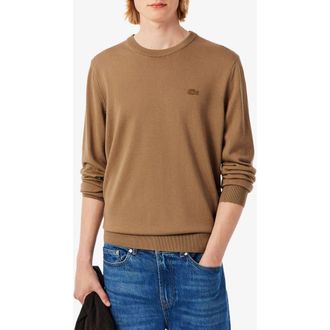 Lacoste Merino Wool Crewneck Sweater in Date Brown at Nordstrom, Size 8