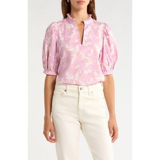 Sugarlips Daney Puff Sleeve Top in Pink-Cream at Nordstrom, Size Large