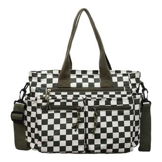 Generic Cymwer Plaid Pattern Crossbody Bag Large Capacity Travel Checkered Tote Handbag (Green) (style 2)