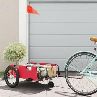 vidaXL Remolque Para Bicicletas Hierro Y Tela Oxford Rojo Vidaxl