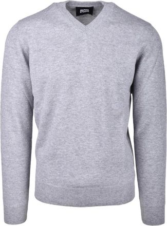 Alpha Studio Maglia - Heren - V-hals truien - Grijs - M - Wol - Truien & Vesten