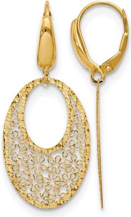 Diamond2Deal 14K Yellow Gold Textured Floral Drop Dangle Earrings