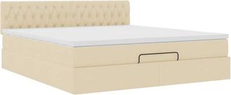 vidaXL Estructura De Cama Otomana Con Colch&oacute;n Tela Crema 160x200cm Vidaxl