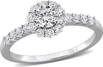 Mimi & Max Created Forever 3/4ct TDW Lab-Grown Diamond Halo Engagement Ring Sterling Silver