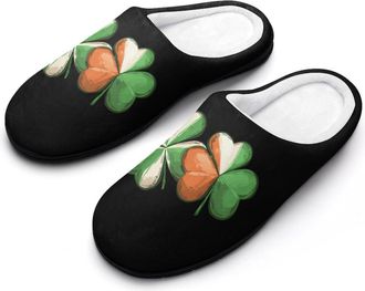 Generic Irish Flag Shamrock Mens Slippers Comfortable And Non-slip Cotton Slipper Shoe for House