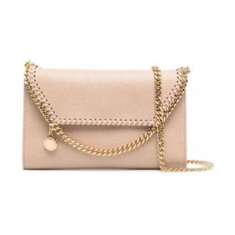 Stella McCartney Cross Body Bags, female, Beige, ONE SIZE, Vegan Leather Chain-link Trim Bag