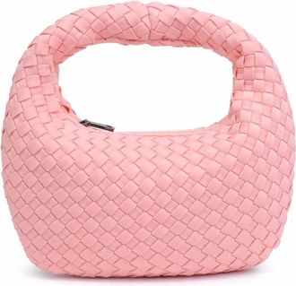 Sol and Selene Womens Dream Small Woven Neoprene Hobo Bag In Blush