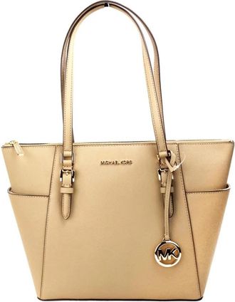 Michael Kors Stijlvolle lederen tote bag in camel - Dames - Shoppers - Beige - ONE Size - Tassen