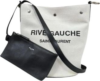 Saint Laurent Pre-owned Linnen Schoudertas - Dames - Vintage Tas - Beige - ONE Size - Linnen - Vintage