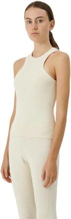 Soulland Off White Mouwloze Top - Dames - Tops zonder mouwen - Wit - S/M - Polyester - Tops