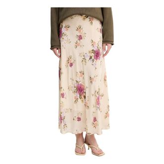 Benetton Rokken, Dames, Beige, S, Polyester, Vloeiende Bloemenrok