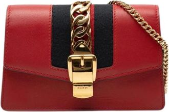 Gucci Pre-owned Sylvie Cross Body Bag - Dames - Vintage Schoudertas - Rood - ONE Size - Leer - Vintage