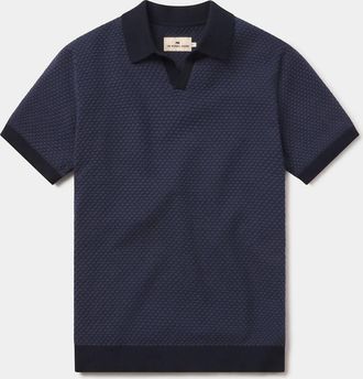 The Normal Brand Mens Robles Knit Jacquard Polo In Navy