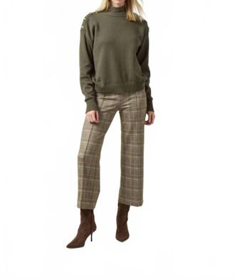 Lyss&eacute; Adelaide Button Trim Pullover Sweater In Mosswood