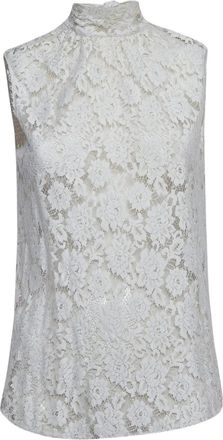 Dolce & Gabbana Blouse met hoge hals en kant - Wit