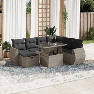 vidaXL Vidaxl - Set De Sof&aacute;s De Jard&iacute;n 8 Pzas Y Cojines Rat&aacute;n Sint&eacute;tico Gris
