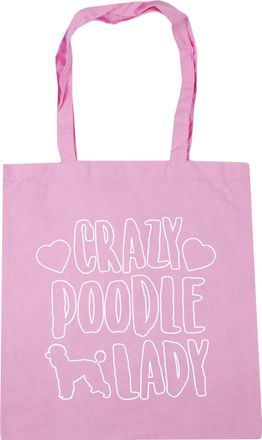 HippoWarehouse Crazy poodle lady dog Tote Shopping Gym Beach Bag 42cm x38cm, 10 litres